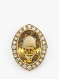 Vintage Fine Jewellery Pre-Loved 18ct Yellow Gold Diamond & Oval Citrine Ring, Dated Circa 1960s