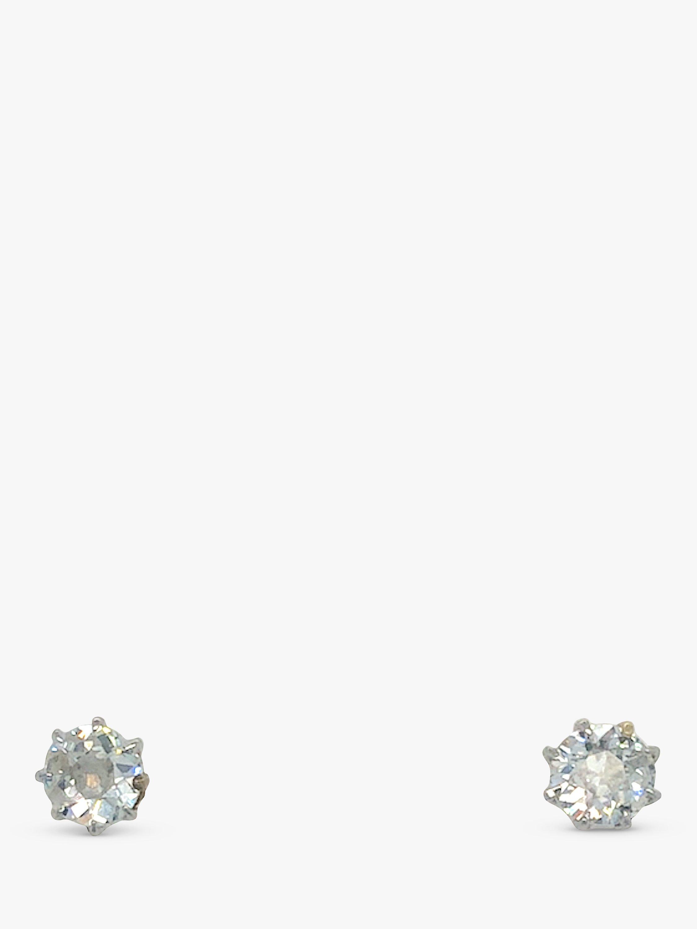 Product image 1 of 6, which shows Vintage Fine Jewellery Pre-Loved 18ct White & Yellow Gold Diamond Stud Earrings