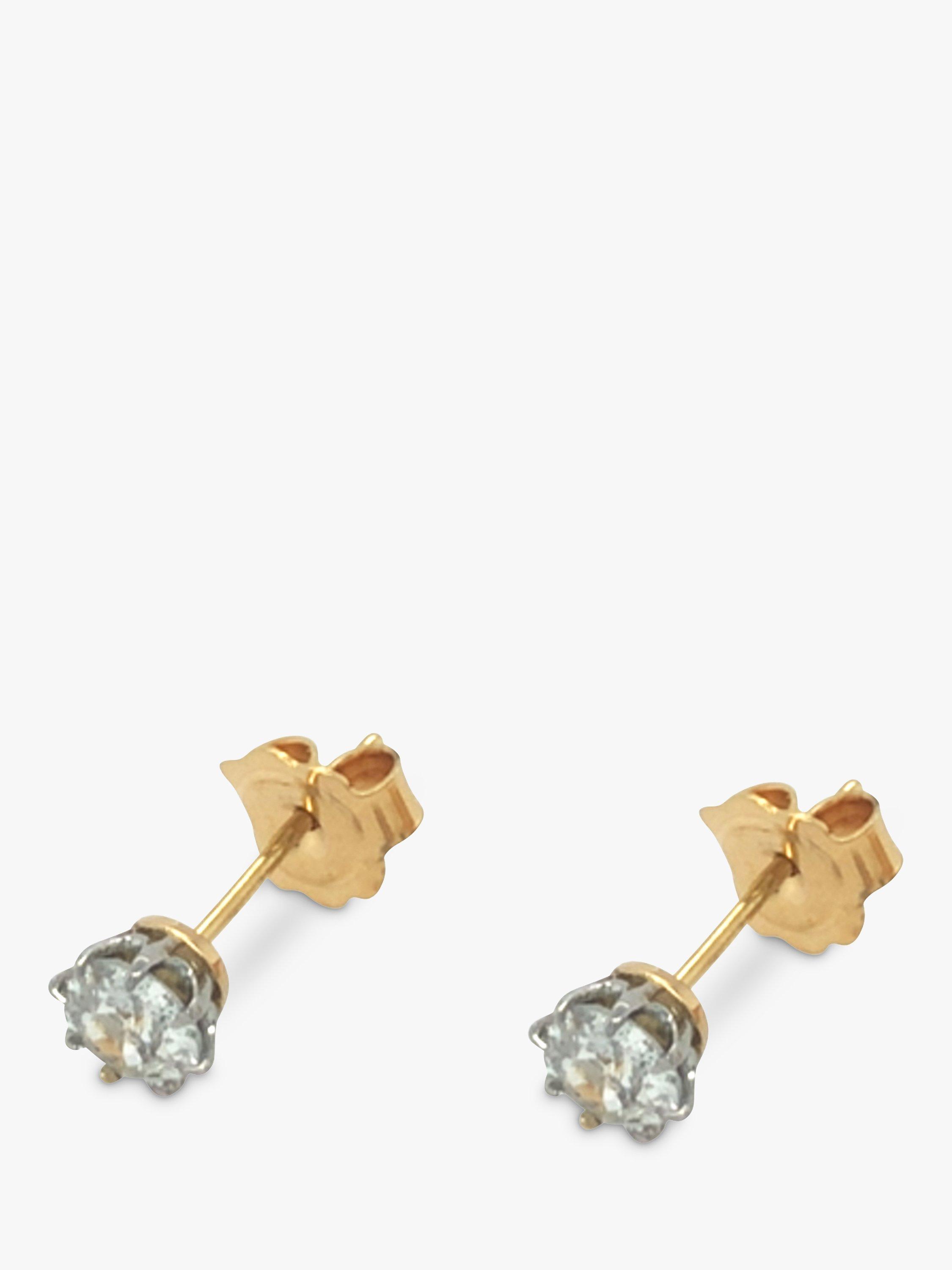 Product image 4 of 6, which shows Vintage Fine Jewellery Pre-Loved 18ct White & Yellow Gold Diamond Stud Earrings