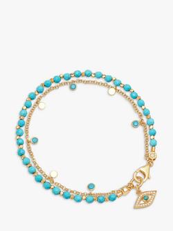 Astley Clarke Biography White Sapphire & Turquoise Evil Eye Beaded Bracelet, Gold/Blue, 