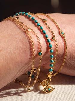 Astley Clarke Biography White Sapphire & Turquoise Evil Eye Beaded Bracelet, Gold/Blue - view 2, 