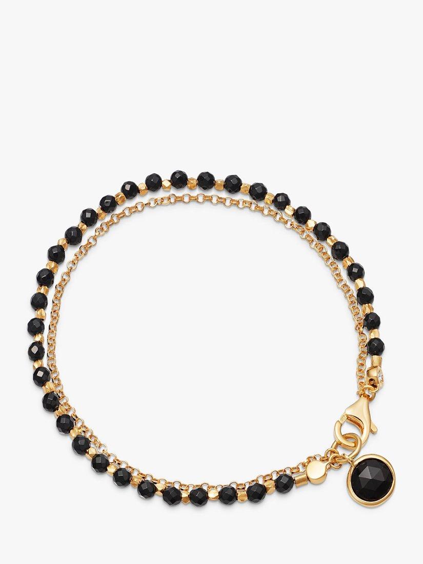 Product image 1 of 3, which shows Astley Clarke Semi-Precious Beaded Layered Bracelet, Gold/Onyx