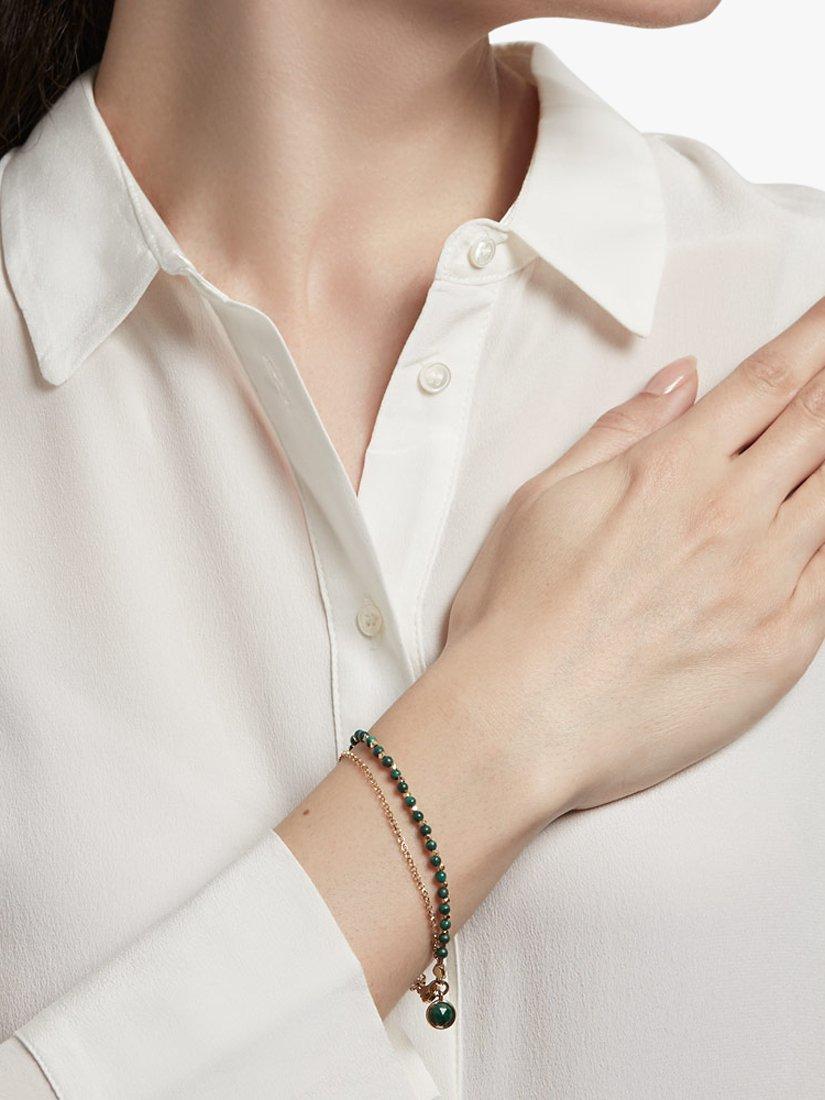 Astley Clarke Semi-Precious Beaded Layered Bracelet, Gold/Malachite