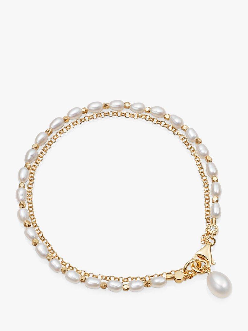 Astley Clarke Beaded Pearl Layered Bracelet, Gold/White