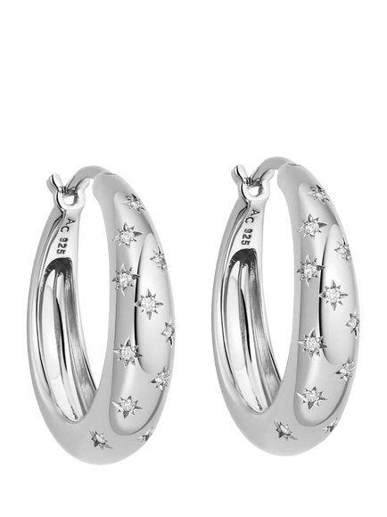 Astley Clarke Celestial North Star White Sapphire Chunky Hoop Earrings, Silver