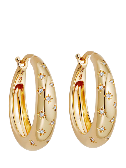 Astley Clarke Celestial North Star White Sapphire Chunky Hoop Earrings, Gold