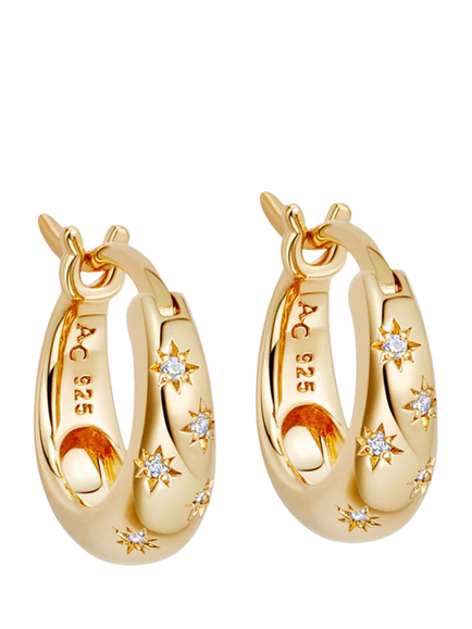 Astley Clarke Celestial North Star White Sapphire Huggie Hoop Earrings, Gold