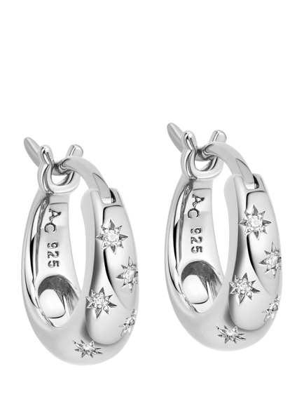Astley Clarke Celestial North Star White Sapphire Huggie Hoop Earrings, Silver