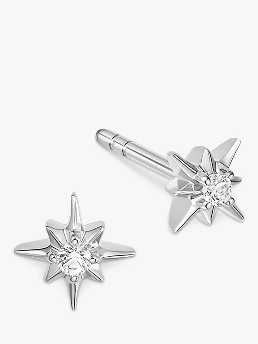 Product image 1 of 3, which shows Astley Clarke Sapphire Star Stud Earrings, Silver