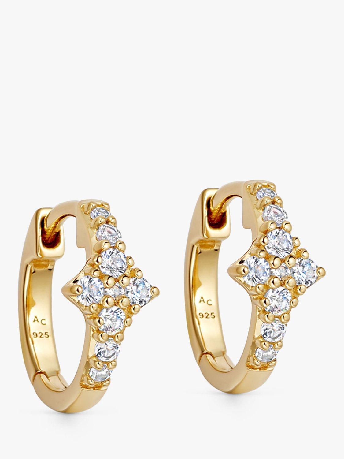 Product image 1 of 3, which shows Astley Clarke White Sapphire Hoop Earrings, Gold