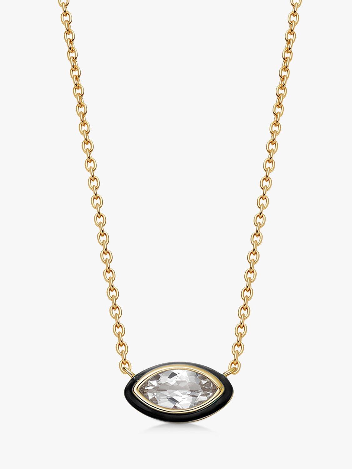 Product image 1 of 2, which shows Astley Clarke White Topaz Pendant Necklace, Gold/Black