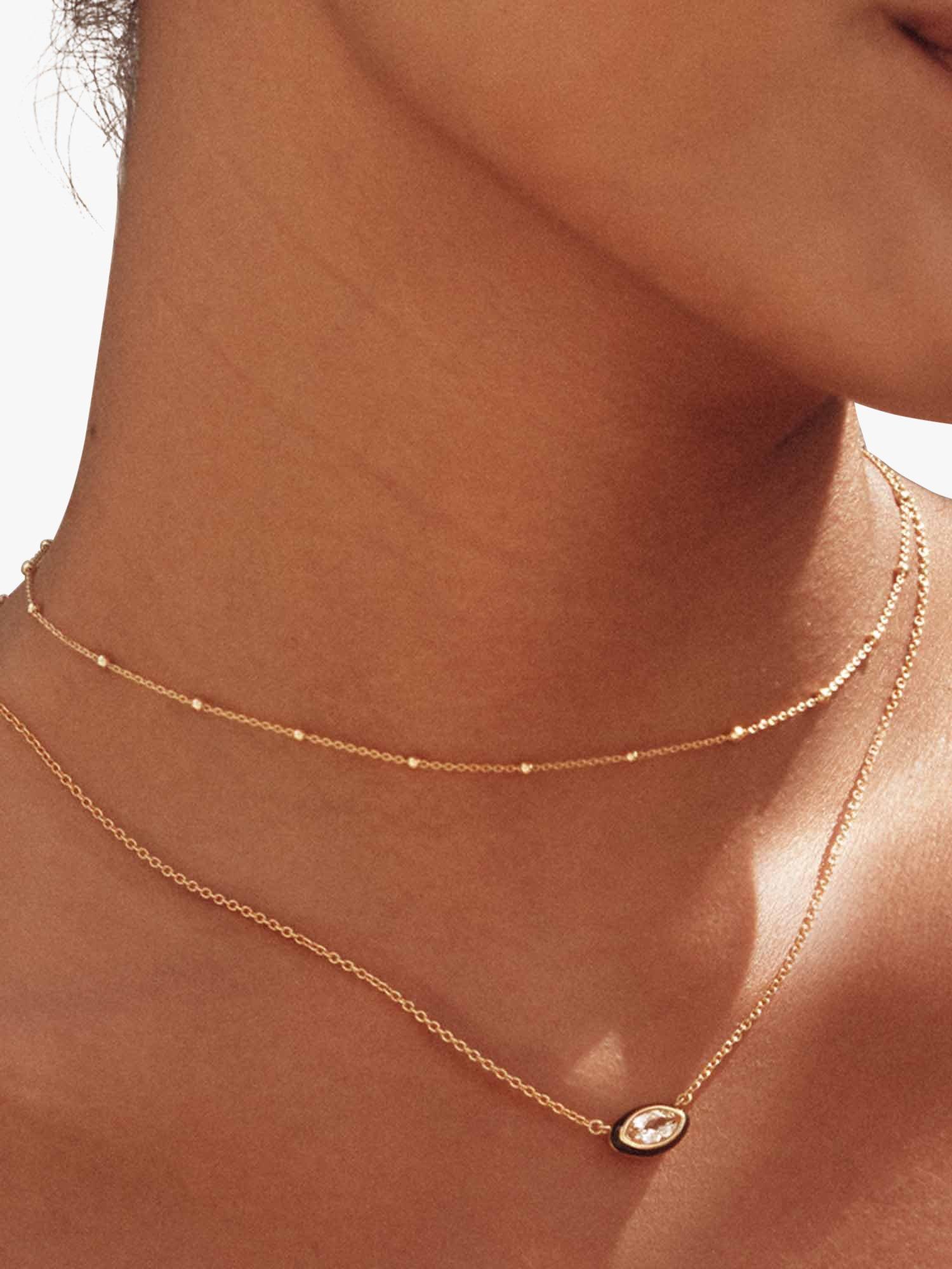 Product image 2 of 2, which shows Astley Clarke White Topaz Pendant Necklace, Gold/Black