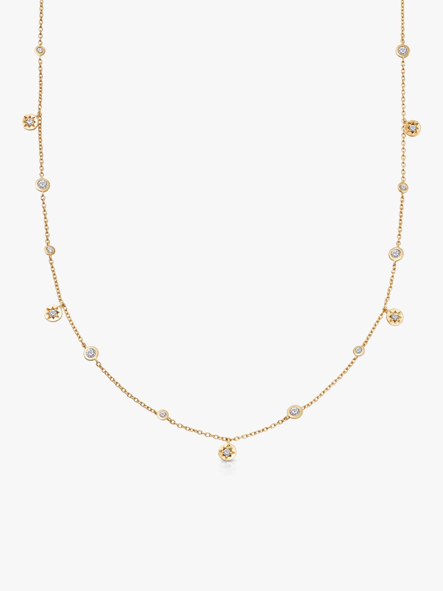 Product image 1 of 3, which shows Astley Clarke Celestial North Star White Sapphire Station Necklace, Gold