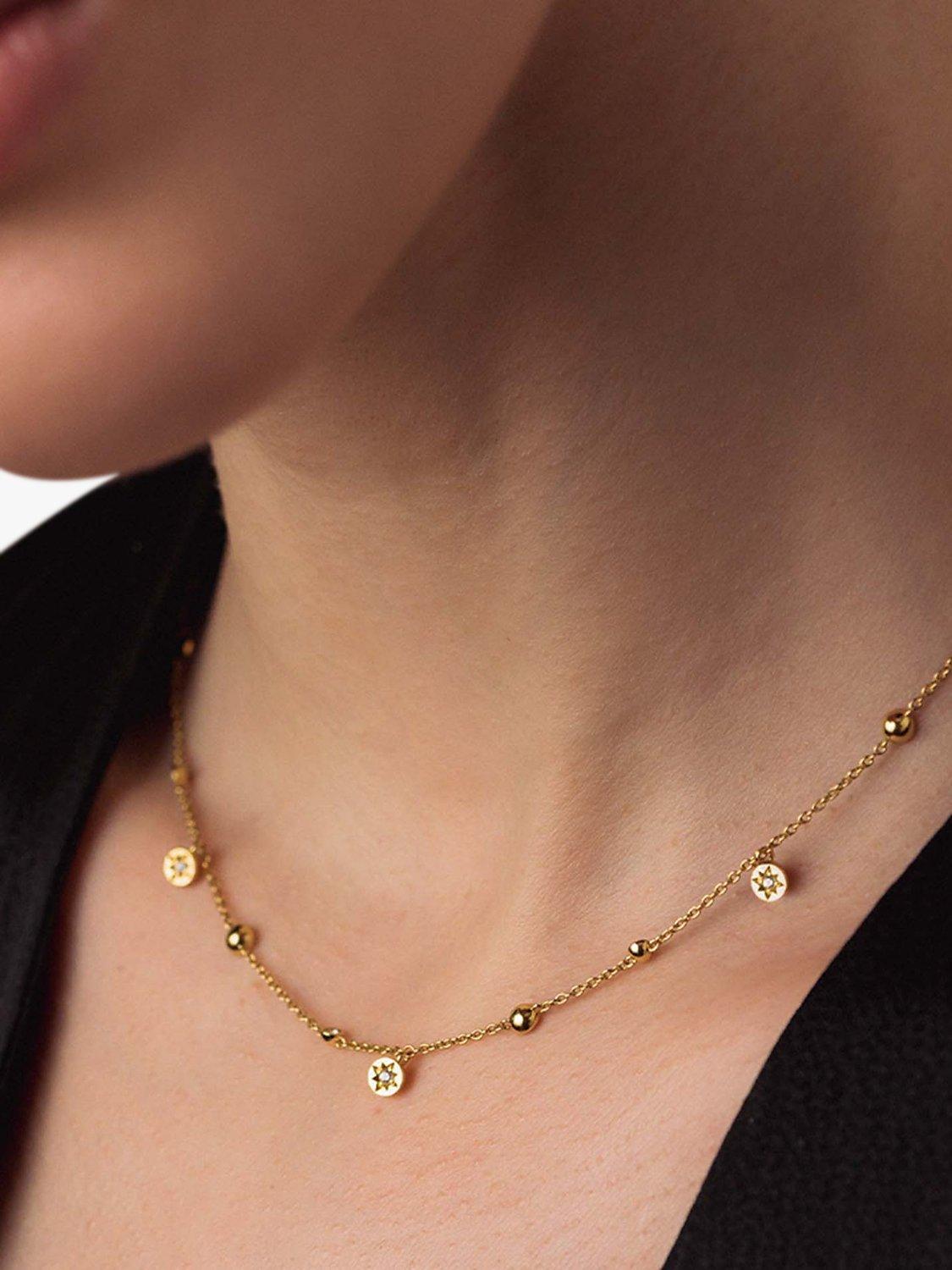 Product image 2 of 3, which shows Astley Clarke Celestial North Star White Sapphire Station Necklace, Gold