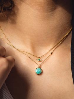 Astley Clarke Turquoise and White Sapphire Evil Eye Pendant Necklace, Gold/Blue - view 2, Gold/Blue