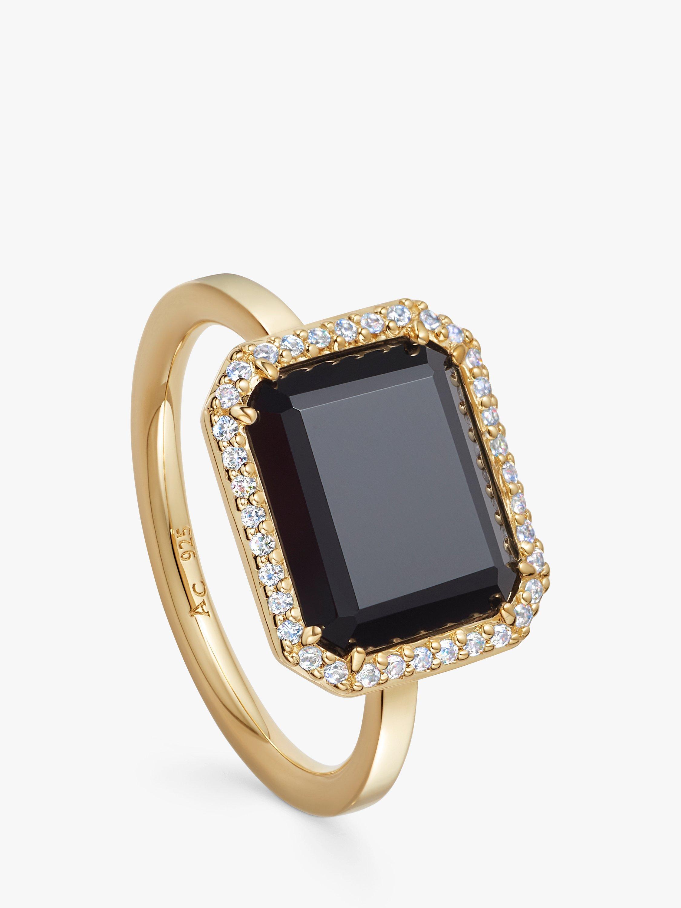 Product image 1 of 3, which shows Astley Clarke Ottima Onyx & White Sapphire Cocktail Ring, Gold/Black