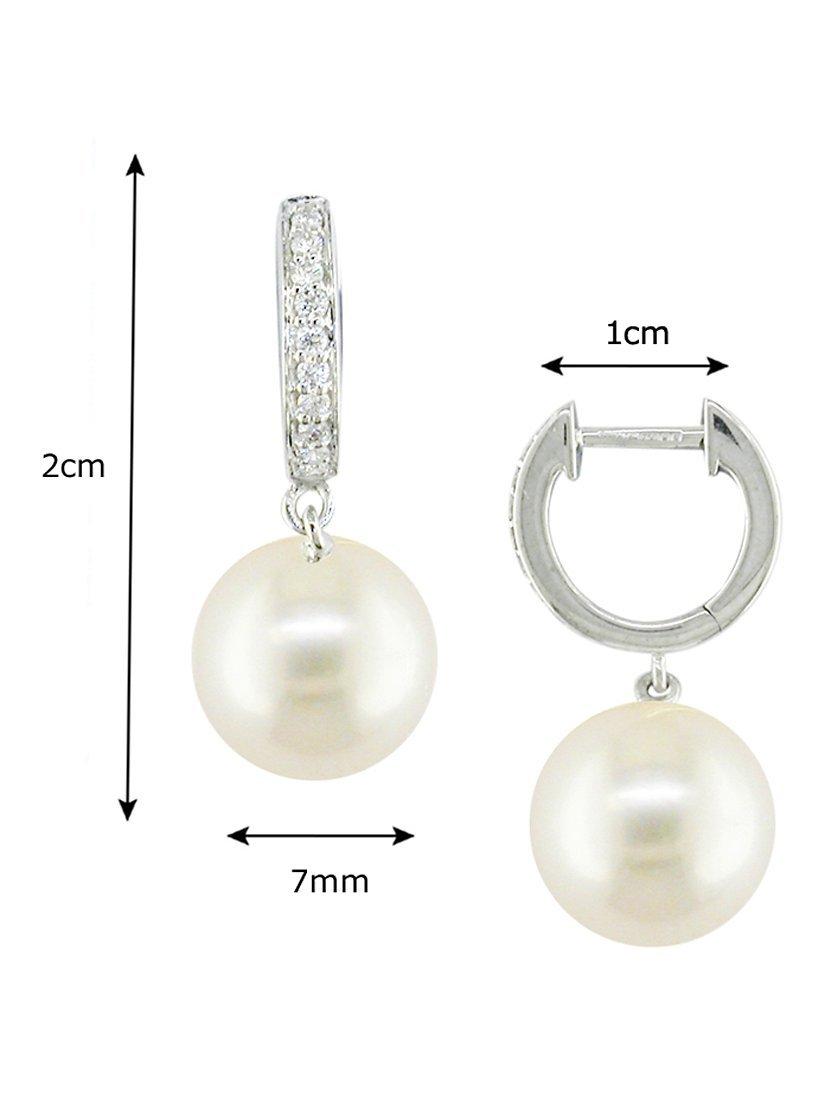 Product image 4 of 4, which shows E.W Adams 9ct White Gold Fresh Water Pearl Hoops