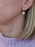 E.W Adams 9ct White Gold Fresh Water Pearl Hoops