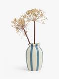 John Lewis Hand Painted Striped Stoneware Vase, H18cm, Haze Blue