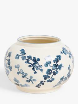 John Lewis Hand Painted Floral Stoneware Vase, H15cm, Blue/White, Multi Multi