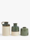 John Lewis Boxed Ceramic Bud Vases, Set of 3, Green