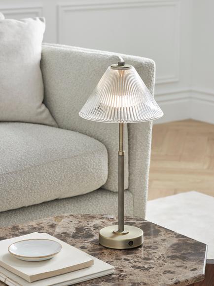 John Lewis Talbot Rechargeable  LED Table Lamp, Brass - view 2, Brass