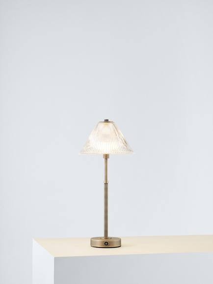 John Lewis Talbot Rechargeable Glass LED Table Lamp, Brass/Glass, Brass/Glass