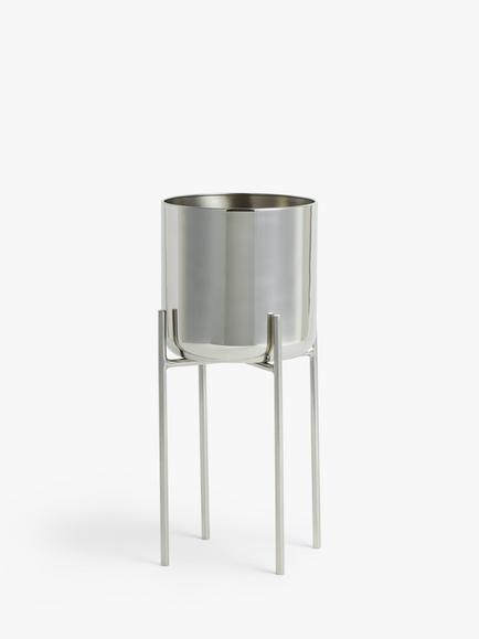 John Lewis Indoor Stainless Steel  Planter & Stand, Silver, Silver