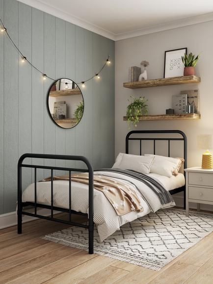 John Lewis Dorm Metal Bed Frame, Single - view 2, Black
