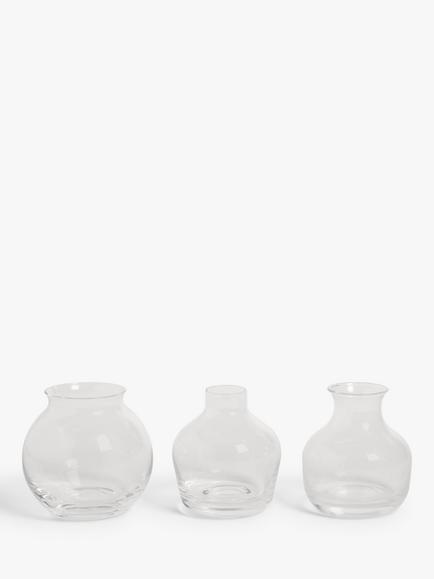John Lewis Glass Bud Vases, Set of 3, Clear, Clear