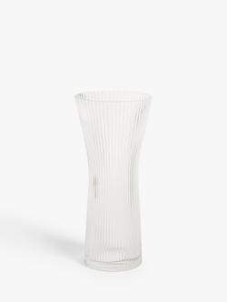 John Lewis Ribbed Hourglass Vase, H25cm, Clear, Clear