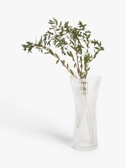 John Lewis Ribbed Hourglass Vase, H25cm, Clear - view 2, Clear