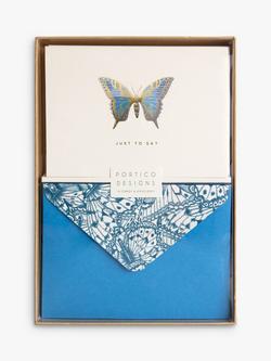 Portico Butterfly Note Cards, Pack of 10, Blue, Multi