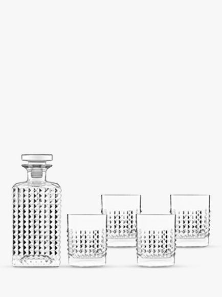 Luigi Bormioli Elixir Luxury Bar & Cocktail Making Whisky Decanter & Glasses Gift Set, Clear, Clear