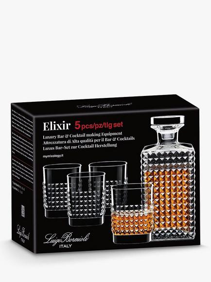 Luigi Bormioli Elixir Luxury Bar & Cocktail Making Whisky Decanter & Glasses Gift Set, Clear - view 2, Clear