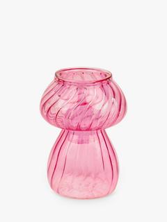 Talking Tables Glass Mushroom Candle Holder, Pink