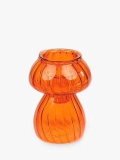 Talking Tables Glass Mushroom Candle Holder, Orange