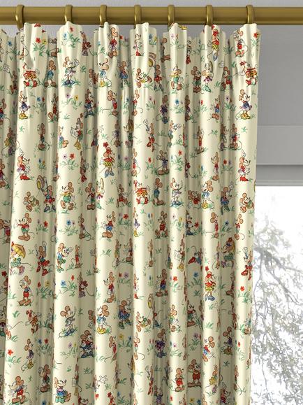 Disney Home x Sanderson Mickey & Minnie Made to Measure Curtains or Roman Blind, Rhubarb/Custard - view 2, Rhubarb & Custard