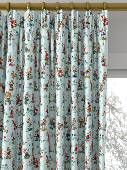 Disney Home x Sanderson Mickey & Minnie Made to Measure Curtains or Roman Blind, Bonbon Blue - view 2, Bonbon Blue