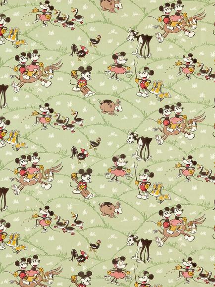 Disney Home x Sanderson Mickey & Minnie Made to Measure Curtains or Roman Blind, Macaron Green, Macaron Green