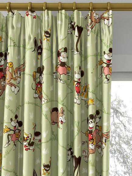 Disney Home x Sanderson Mickey & Minnie Made to Measure Curtains or Roman Blind, Macaron Green - view 2, Macaron Green