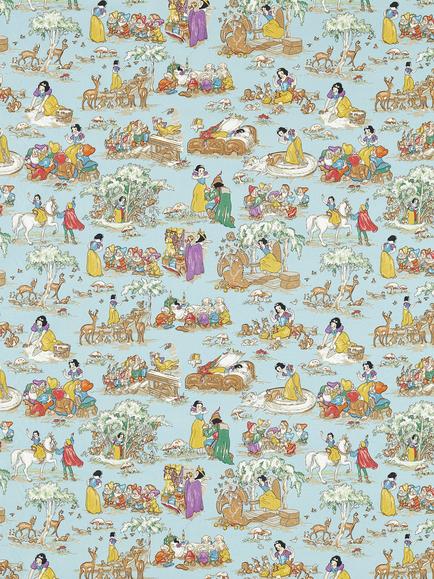 Disney Home x Sanderson Snow White Made to Measure Curtains or Roman Blind, Blue, Puddle Blue
