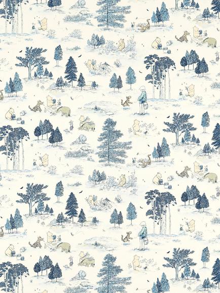Disney Home x Sanderson Winnie Made to Measure Curtains or Roman Blind, Bonbon Blue, Bonbon Blue
