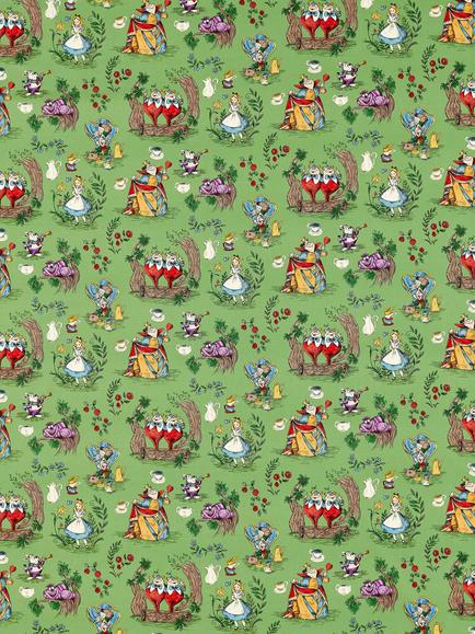 Disney Home x Sanderson Alice Made to Measure Curtains or Roman Blind, Green, Gumball Green