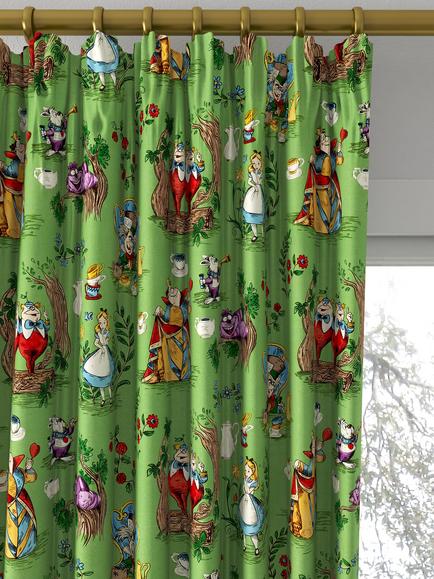 Disney Home x Sanderson Alice Made to Measure Curtains or Roman Blind, Green - view 2, Gumball Green
