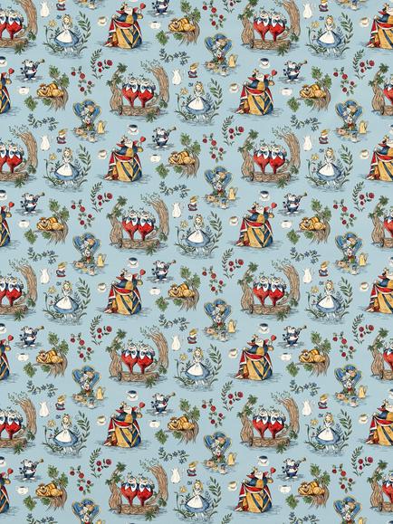 Disney Home x Sanderson Alice Made to Measure Curtains or Roman Blind, Puddle Blue, Puddle Blue