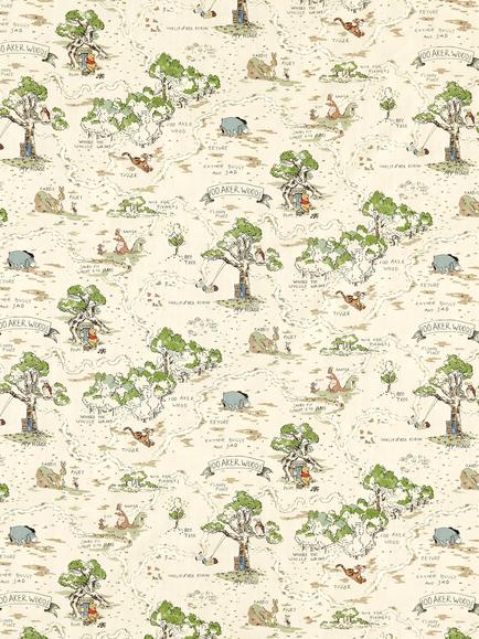 Disney Home x Sanderson Hundred Acre Wood Made to Measure Curtains or Roman Blind, Cashew, Cashew