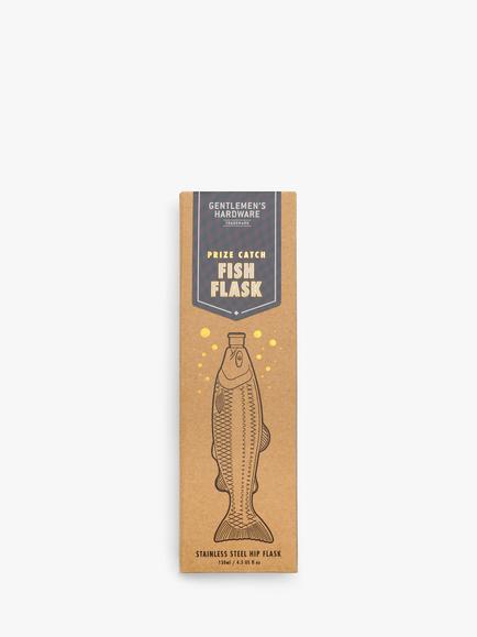 Gentlemen's Hardware Fish Stainless Steel Hip Flask, Silver - view 2, Multi