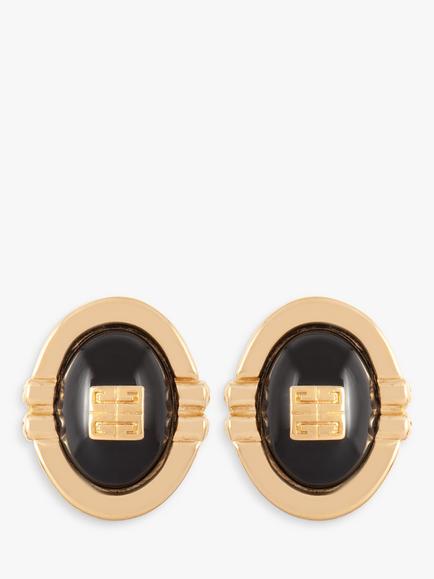 Susan Caplan Pre-Loved Givenchy Lucite Stud Earrings, Gold/Black, Yellow Gold