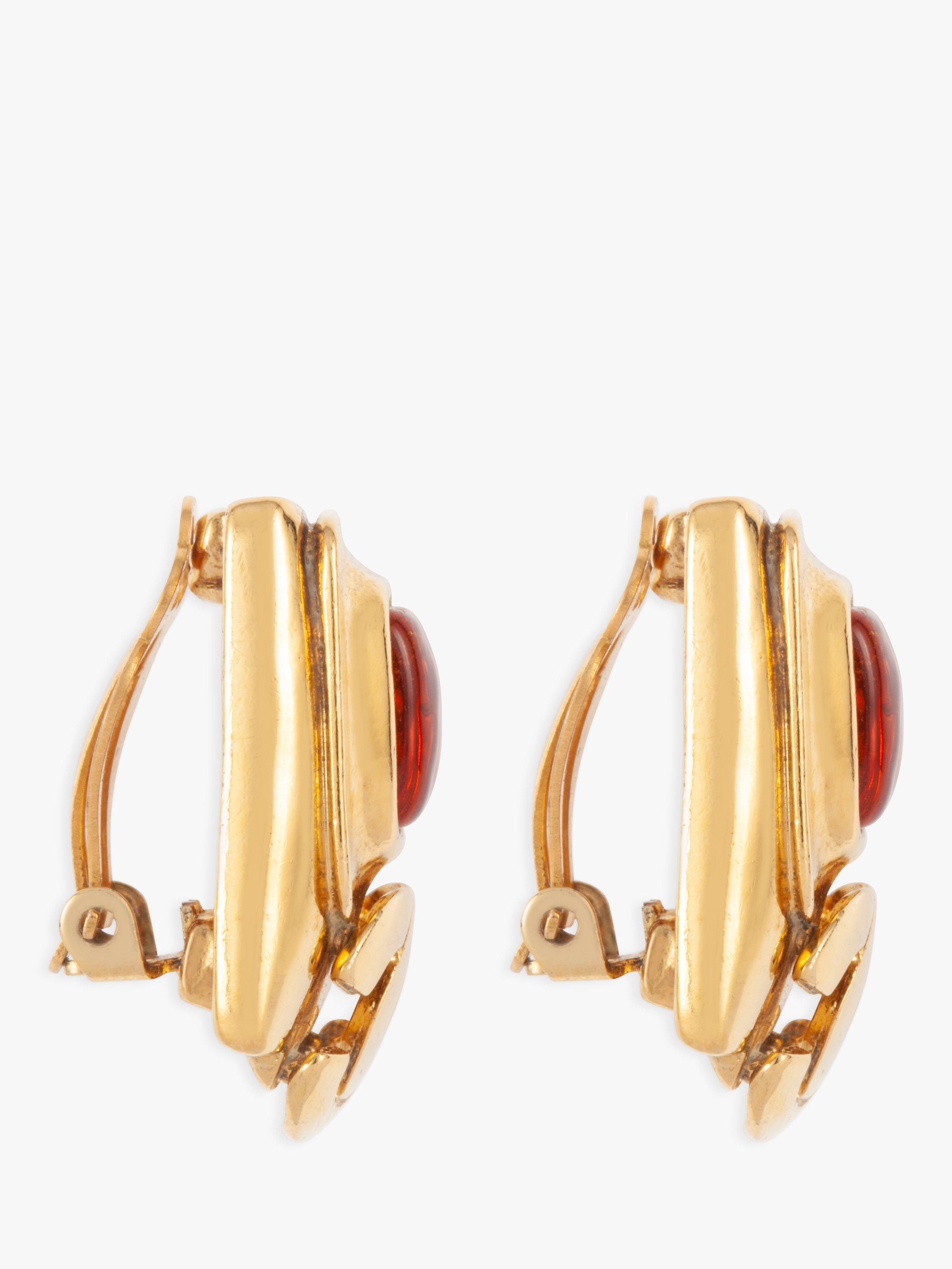 Product image 2 of 2, which shows Susan Caplan Pre-Loved Chanel Clip-On Earrings, Gold